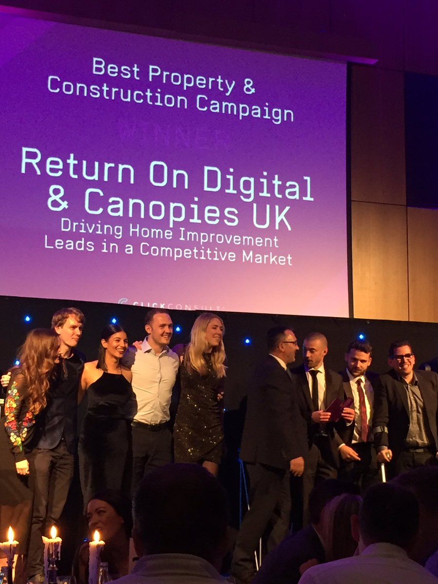 wearereturn's tweet image. Proud winners of the @ProlificNorth #NorthernMarketingAwards 2016 for our @CanopiesUKLtd lead generation campaign! return.is/NMA16-winners