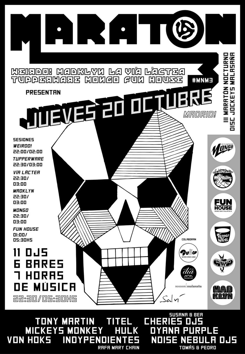 Tonight! III Maratón Nocturno Disc Jockeys Malasaña, <a href="/cheriesdjs/">Cheries djs</a> formamos parte del cartel. 11 djs, 6 bares, 7 horas de música. #MNM3
