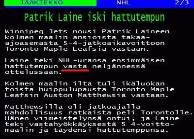 ilarisavonen's tweet photo. Yle, tuo kovien odotusten pulju. #hatriklainemuttavastanyt #NHLfi https://t.co/4VInwh5QSl