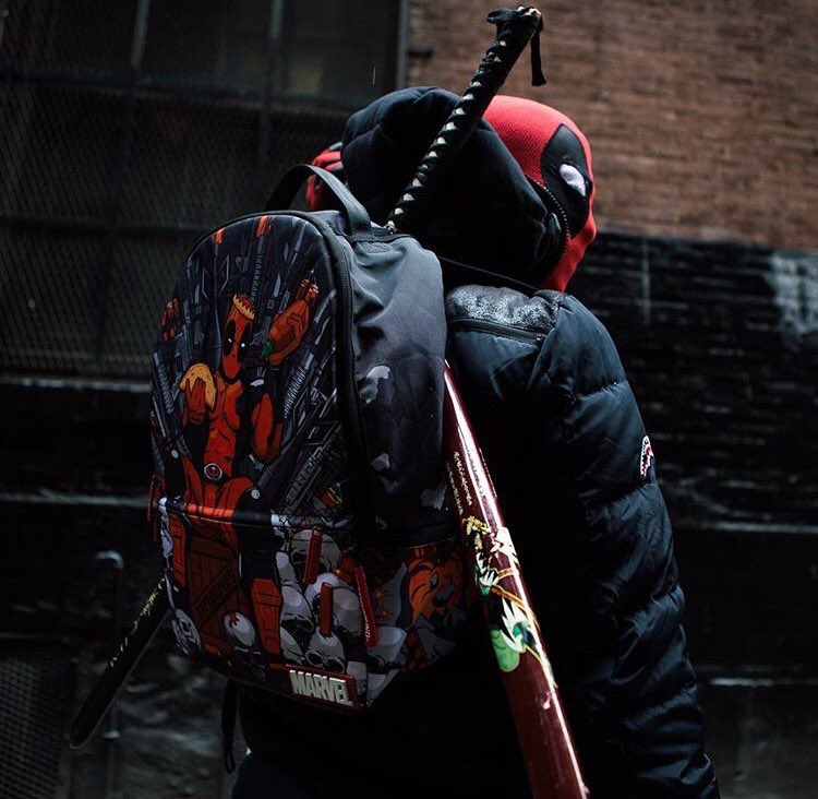 Spraygroundza's tweet photo. Deadpool Approves This Sh@t ⚔️ #backpackgame #deadpool #collab #marvel All Bags Are Limited Edition, Never Produced Again ® https://t.co/3jfe5yJ1BB