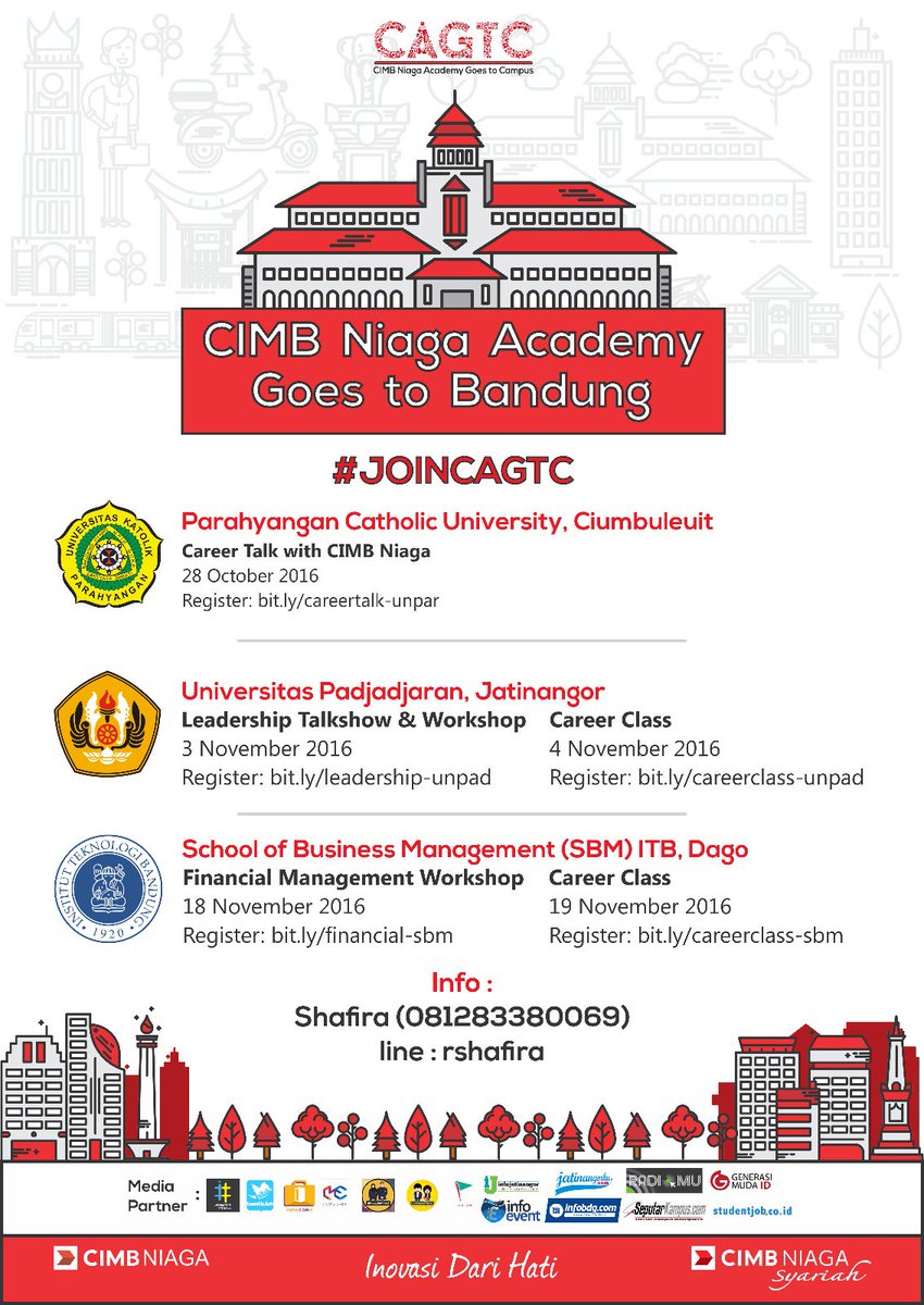 infobdg's tweet photo. Ketinggalan Career Talk di Unpar? Jgn ketinggalan event" #joinCAGTC lainnya di Bandung! IG: (@)katakitacreative https://t.co/ktNrM3IjHK