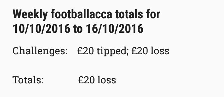 Veritatem_FA_'s tweet photo. Weekly footballacca totals https://t.co/fqDISKT0Iu