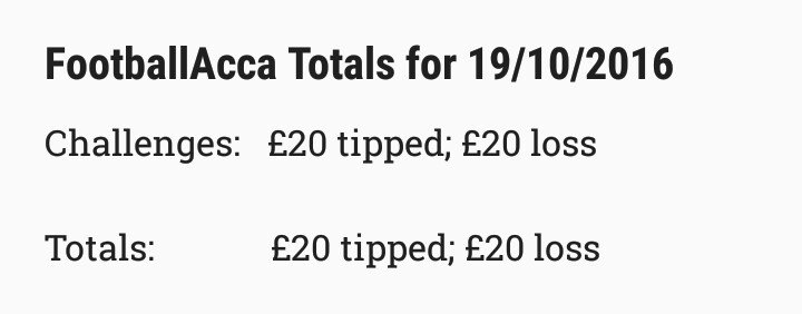 Veritatem_FA_'s tweet photo. Wednesday's footballacca totals https://t.co/CTR7WmnRcr