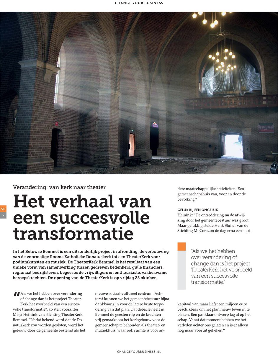 theaterkerk's tweet photo. Mooi #artikel in #zakenmagazine 'Change your business' over de #transformatie van #kerk naar #theater Gisteren waren we bij de #presentatie https://t.co/7NSiwfFxMG