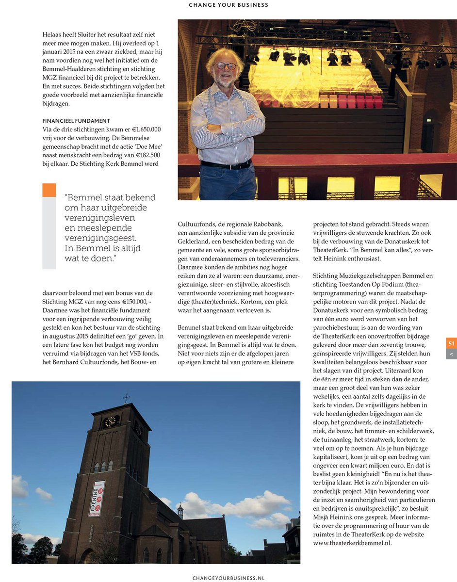 theaterkerk's tweet photo. Mooi #artikel in #zakenmagazine 'Change your business' over de #transformatie van #kerk naar #theater Gisteren waren we bij de #presentatie https://t.co/7NSiwfFxMG