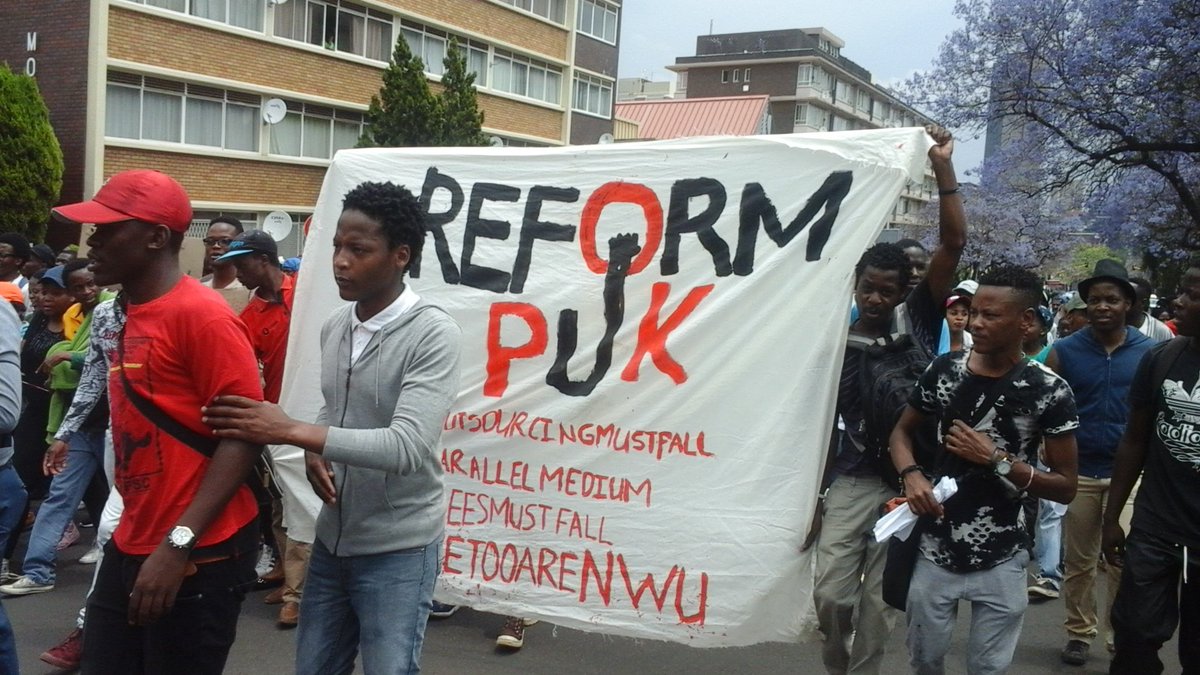 ReformPUK's tweet photo. #OccupyUnionBuildings
#EndStudentsArrests.
#20October2016
#ReformPUK banner at march to union buildings
#FreeDecolonisedEducationNow https://t.co/UA85aUtIDE