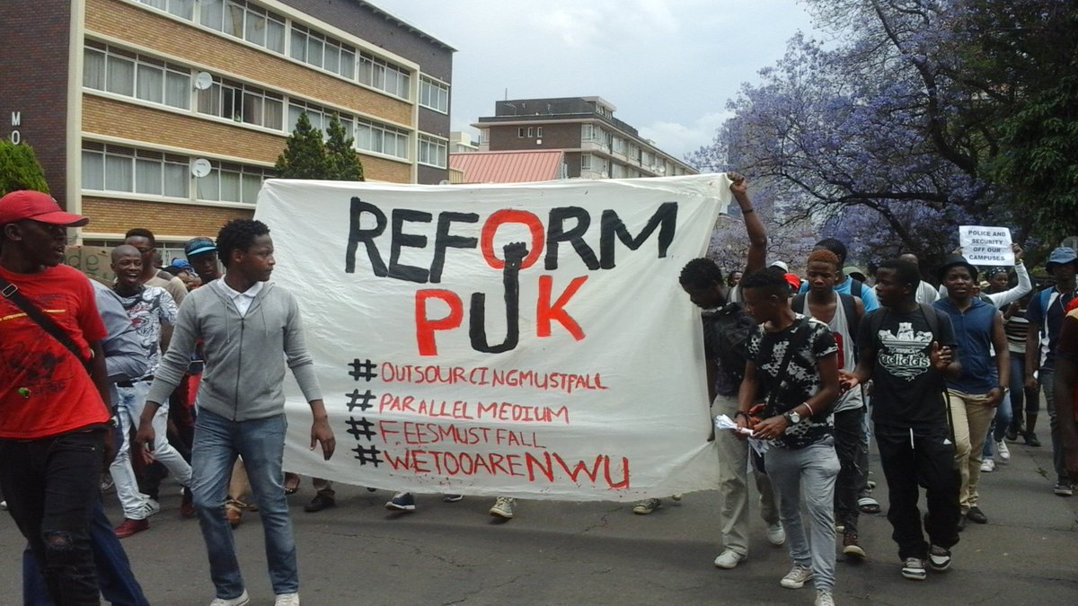 ReformPUK's tweet photo. #OccupyUnionBuildings
#EndStudentsArrests.
#20October2016
#ReformPUK banner at march to union buildings
#FreeDecolonisedEducationNow https://t.co/UA85aUtIDE