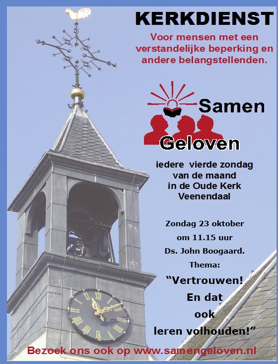 SamenGeloven's tweet photo. Uitnodiging voor de dienst van a.s. zondag 23/10 in de #OudeKerk in #Veenendaal https://t.co/jYcbM9uSfE