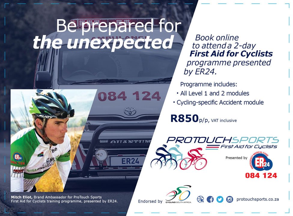 ProTouch Sports and ER24 launching First Aid For Cyclists training programme at the Standard Bank Africa Cycle Fair. facebook.com/africacyclefai…