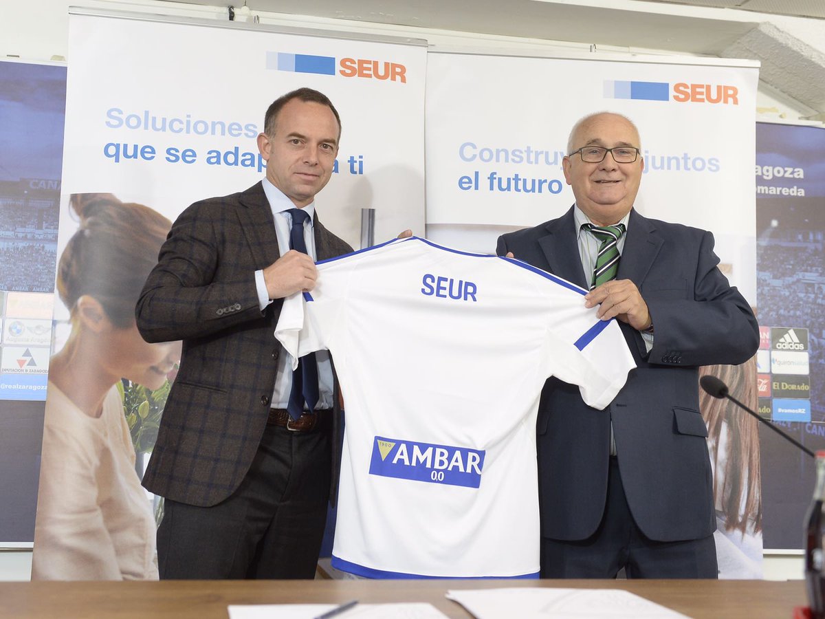RealZaragoza's tweet photo. 🚚 📦📦 ¡Entrega especial! 

@SEUR, nuevo patrocinador del Real Zaragoza.

¡Bienvenidos! ☺ https://t.co/nSt4xe7t8O