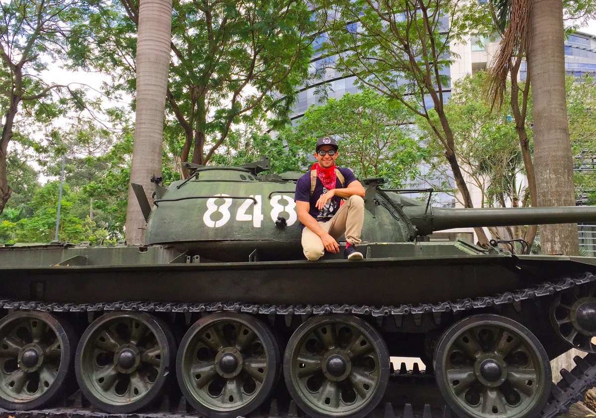 @Wil_Dasovich , spotted at the #WarRemnantsMuseum posing on top of tank 848. Stand by for more highlights of his exciting #Vietnam trip.
