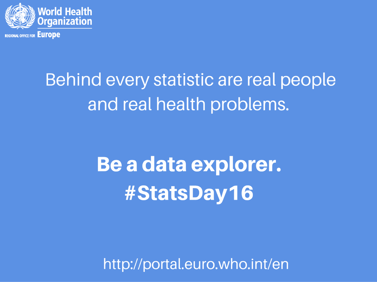 WHO_Europe's tweet photo. Good #data &amp; #statistics are vital for informed decision-making. Be a data explorer. https://t.co/dd5wuTyov3 #WorldStatisticsDay #StatsDay16 https://t.co/bQl6ZmTRcr