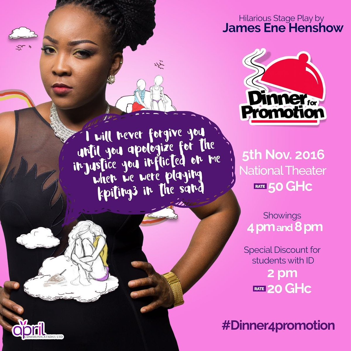 aprilcomgh's tweet photo. We brought you medicine for love, now it's #Dinner4Promotion at the National Theatre on the 5th of November.. Don't miss it! https://t.co/9eCC7gu8PN