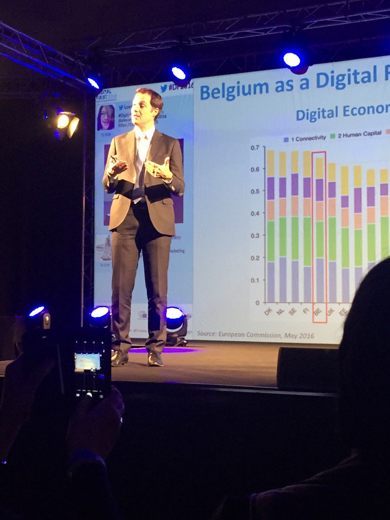 croobrouck's tweet photo. Belgium is top 5. Goal before 2020 to be in the top3 @alexanderdecroo #df2016 #df16 #DigitalFirst16 #dmabelgium https://t.co/2BQYdTb2ao