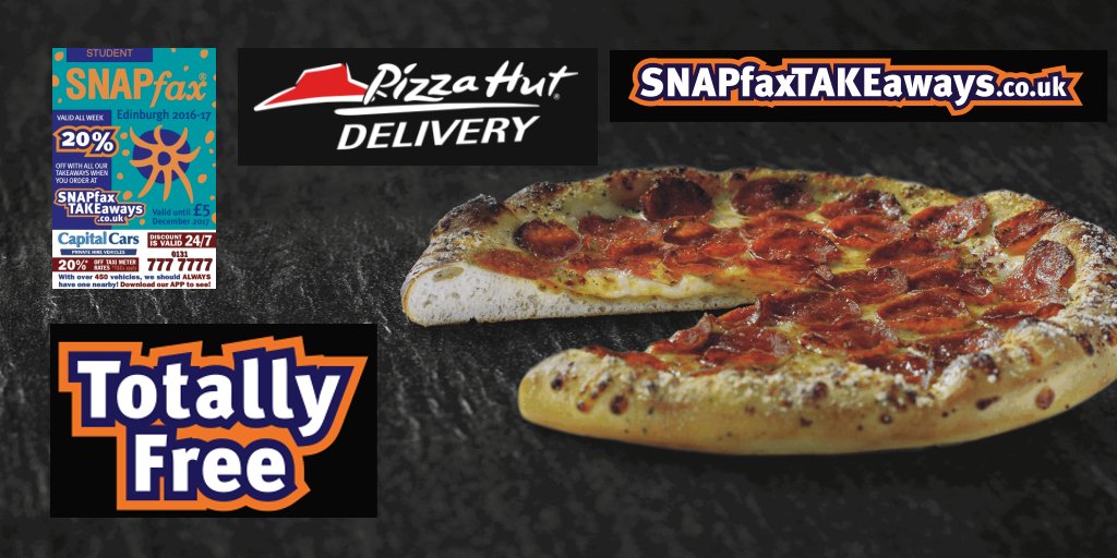 SNAPfax's tweet image. SNAPfax is free to order from Pizza Hut at SNAPfaxTAKEaways.co.uk and if you follow us &amp;amp; ReTweet this you'll get a FREE £17.49 large pizza!