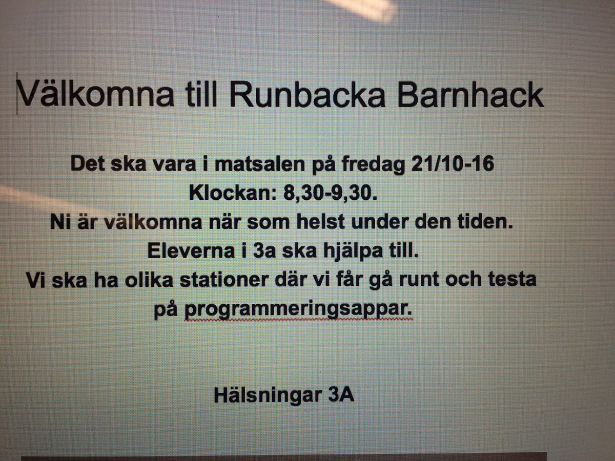 marnyst's tweet image. Älskar att få inbjudningar i min inkorg. Särskilt om det är från våra fina elever #runbacka #programmeringiskolan