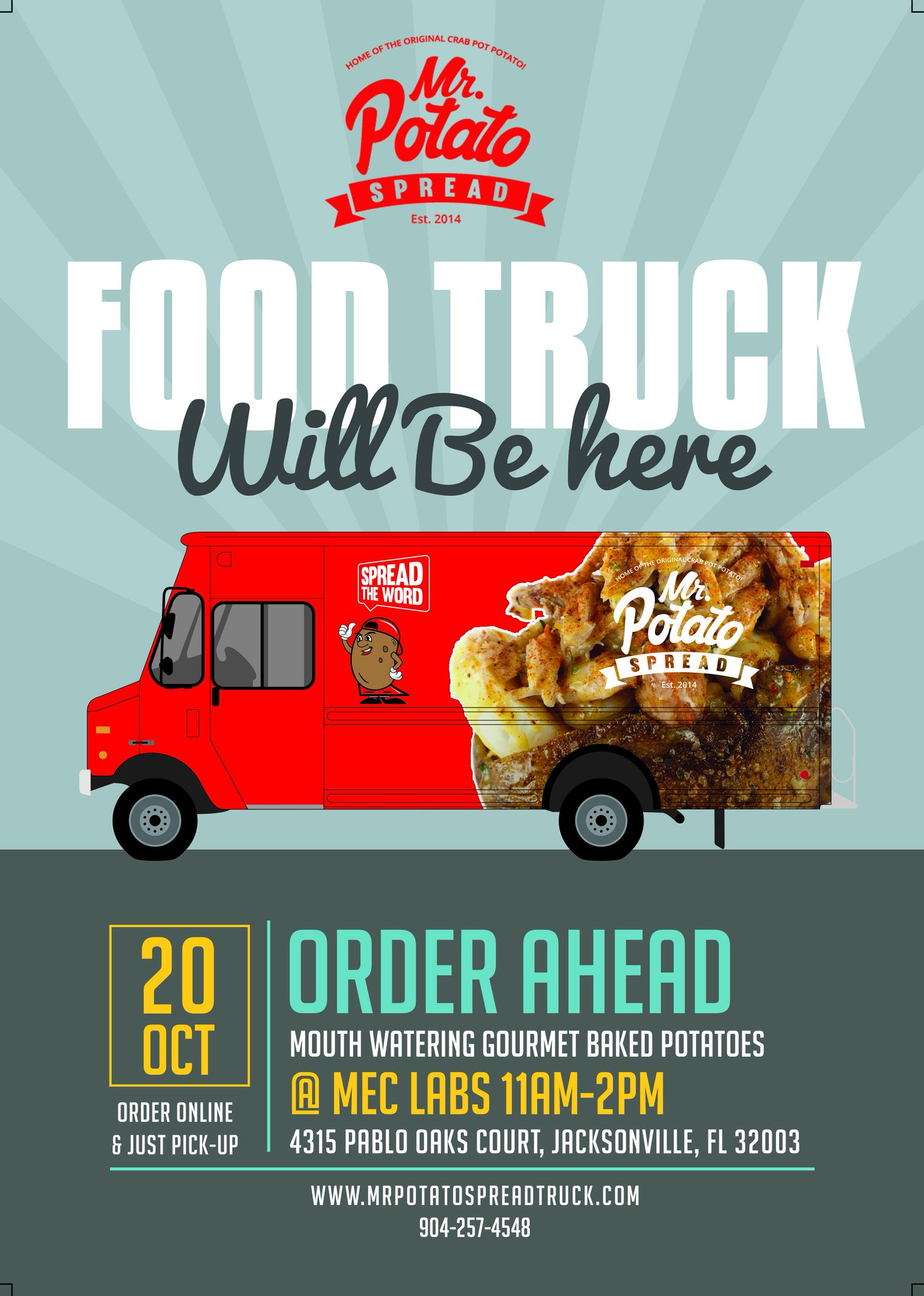 Mr Potato Spread On Twitter What S For Lunch Our Food Truck Will Be Out Today 11 2pm Stop And See Us Order Ahead And Pick Up At Https T Co 5bayuwf9vd Https T Co Xdiy2dgyr5