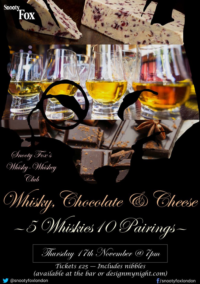 Snootyfoxlondon's tweet photo. Get your diaries out #whiskey lovers..
Thursday 17th November
Snooty Fox's 'Whisky to Whiskey' Club
#whisky #whiskey #spirits #parings https://t.co/A1r7j9DoVf