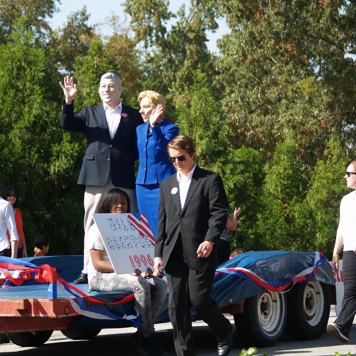 CampbellDems's tweet photo. #TBT to 2012 when Campbell Democrats participated in @Campbelledu's homecoming parade as Bill and Hillary Clinton! https://t.co/yzfNOEy5uP