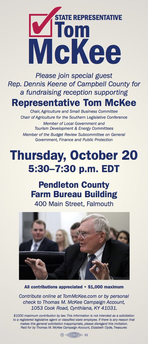 RepMcKee's tweet photo. Come out this evening for our last campaign event at the Pendleton County Farm Bureau, 5:30 p.m. Thanks! https://t.co/BTvTMltsxh