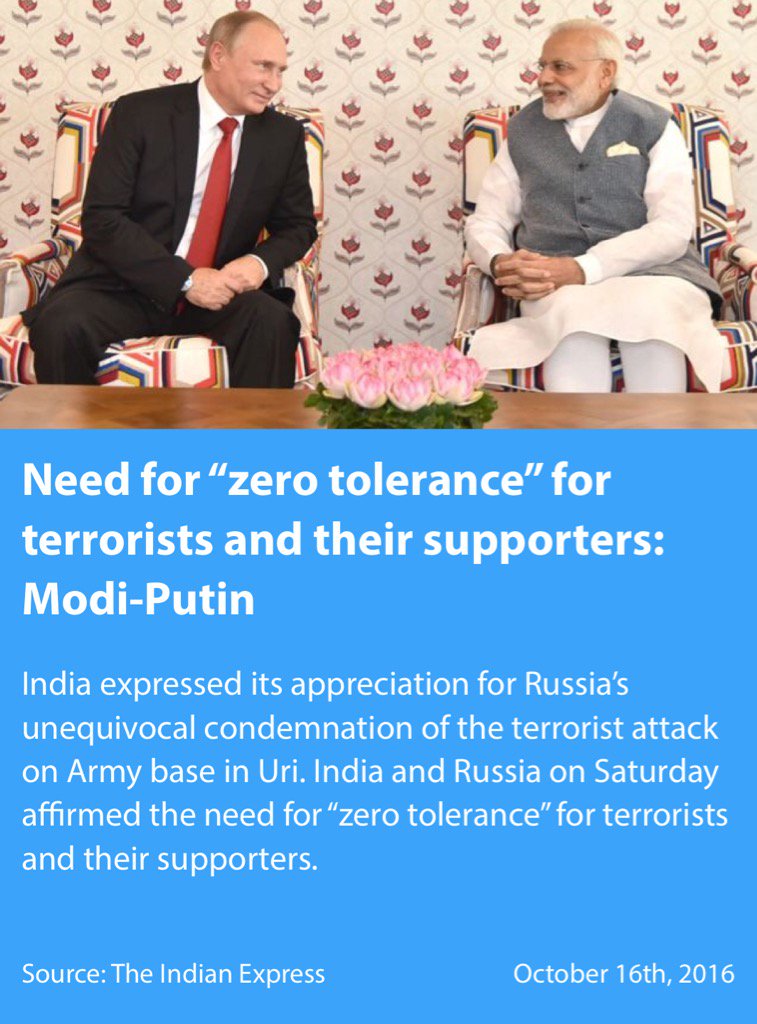 Need for “zero tolerance” for terrorists and their supporters: Modi-Putin
 indianexpress.com/article/india/…

via NMApp