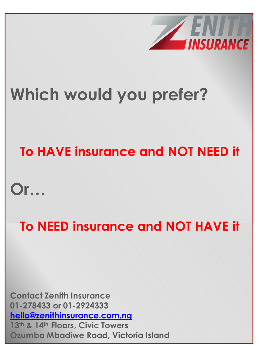 zenithinsng's tweet photo. #whichwouldyouprefer #ChooseWisely #Zenithinsurance #insurance https://t.co/oK72UyQz2l