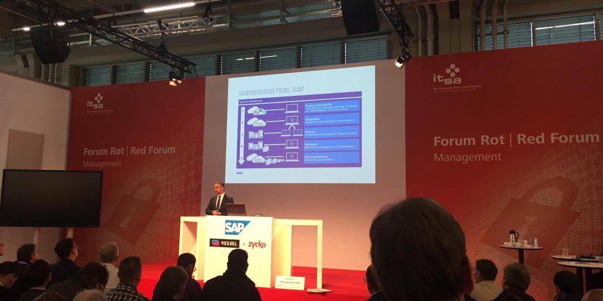 patronusIO's tweet photo. Typische #ITSecurity Angriffsmuster auf der @itsa_Messe. Gute Zusammenfassung! #itsa2016 https://t.co/3nfyvAphsm