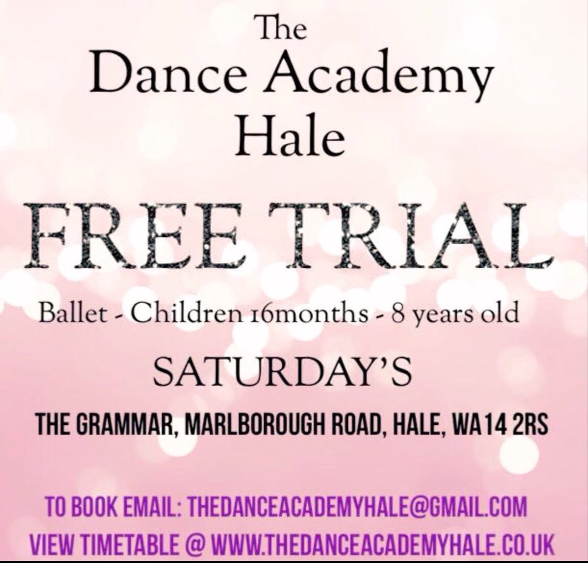 COME ALONG FOR A FREE TRIAL  

💕 CHILDRENS BALLET💕 

Ages 19months - 8 years old! 💕#Altrincham #hale #bowdon