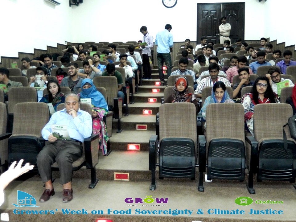 PFFinfo's tweet photo. Growers’ Week on Food Sovereignty &amp; Climate  Justice 
Awareness Lecture/One line petition Signatures Campaign, at Bahria University Karachi https://t.co/QrvmgpEG24