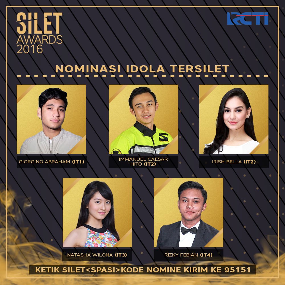 MNC Update (@mncupdate) on Twitter photo Vote <a href="/Giorgino_Abr/">Giorgino Abraham</a> <a href="/hitocaesar/">Immanuel Caesar Hito</a> <a href="/ibell234/">Irish Bella</a> <a href="/15natashawilona/">Natasha Wilona</a> <a href="/rizky_febian/">Rizky Febian</a> yuk sbg Idola tersilet dalam #SiletAwards2016 Vote <a href="/Giorgino_Abr/">Giorgino Abraham</a> <a href="/hitocaesar/">Immanuel Caesar Hito</a> <a href="/ibell234/">Irish Bella</a> <a href="/15natashawilona/">Natasha Wilona</a> <a href="/rizky_febian/">Rizky Febian</a> yuk sbg Idola tersilet dalam #SiletAwards2016