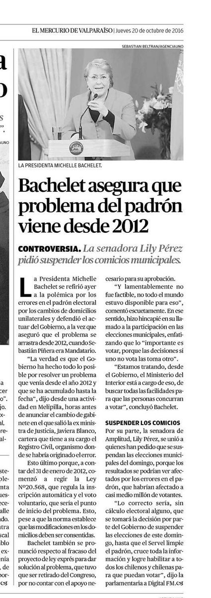Buenos dias: Opinion de nuestra senadora <a href="/lilyperez/">Lily Pérez SM</a> en <a href="/mercuriovalpo/">El Mercurio de Valparaíso</a> por postergacion fecha de elecciones.