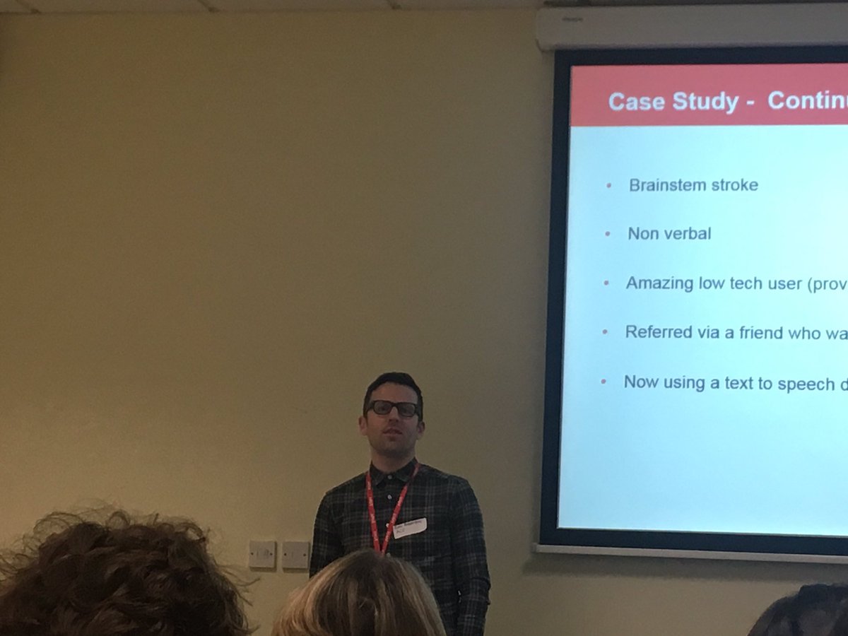 AceCentre's tweet photo. Euan presenting a case study and showing a video to demonstrate the need of continued support through local services #LAACES https://t.co/lW25fFDZuQ