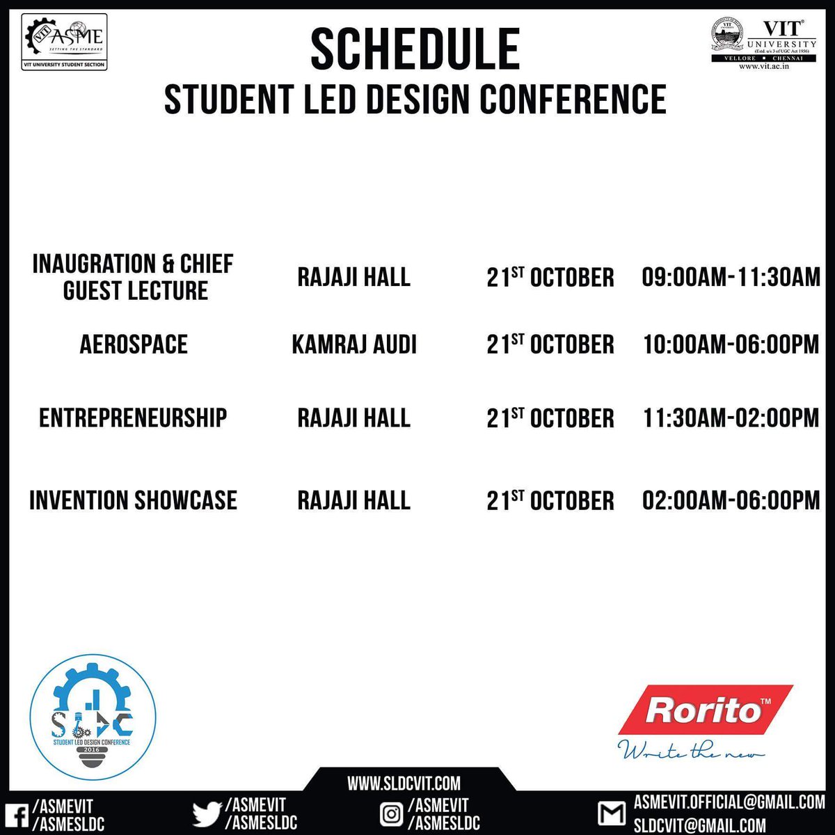 ASMEVIT's tweet photo. Schedule for much awaited SLDC-2016, VIT University
#SCHEDULE
#SLDC2016
#VIT_UNIVERSITY
#ASMEVIT
#SettingTheStandards https://t.co/M3rtrX7nAy