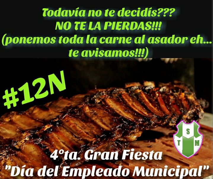 Eventos_STMBB's tweet photo. Te vás a quedar afuera..mirá que quedan pocas.. TODO AL ASADOR!! @Aguero_M_A @Fangelinistm @OmarStmbb @Guerrero1Eva @fede_stmbb @stmbb #12N https://t.co/FpeJnMWd1q