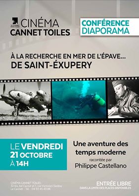 LeCannetVille's tweet photo. #Cinéma #CannetToiles
#CONFÉRENCE - #DIAPORAMA
À la recherche en mer de l'épave... de saint-éxupery
Vendredi 21 octobre 2016 à 14h
#LeCannet https://t.co/XCVrLHM7Vc