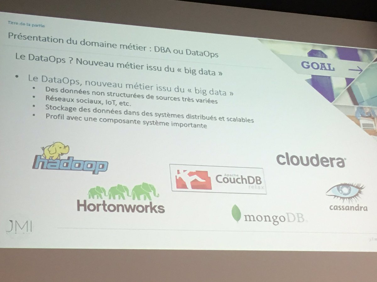 j_thersen's tweet photo. Le #DBA devient #dataOps avec l'avènement du #BigData
#JMI #as2i #Claranet #polytech #lille #runiso https://t.co/tVWQRKs0M1