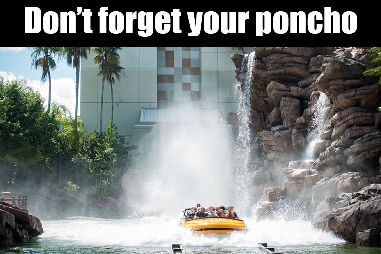 DeltaOrlandoLBV's tweet photo. #OrlandoTips – When visiting the Islands of Adventure, bring a poncho with you! You’re getting soaking wet at some rides. 💦💧 https://t.co/YrUoaM111K