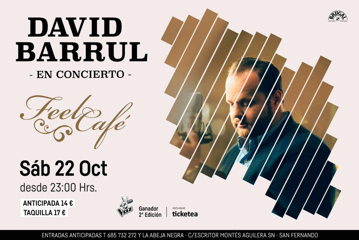 DavidBLaVoz's tweet photo. Este sábado nos vemos en el Feel Cafe que ganas tengo de cántaros San Fernando allí nos vemos Familia 
Últimas entradas anticipadas!!! https://t.co/m2l4YBdfAs