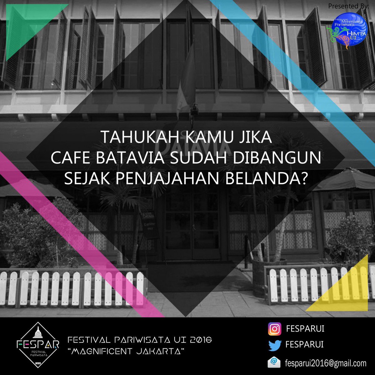 HIMTAUI's tweet image. FESPARUI : TOURISM FACT @fesparui #MagnificentJakarta
#HIMTAUI2016 #FESPARUI2016