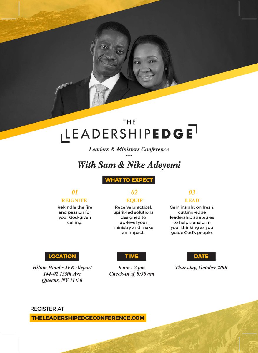 PacetasAgency's tweet photo. It is our pleasure to share that we are partners of the #LeadershipEdge starting NOW at HILTONJFK. Hosted by @sam_adeyemi &amp; @NikeAdeyemi https://t.co/0jNvoWdPvy