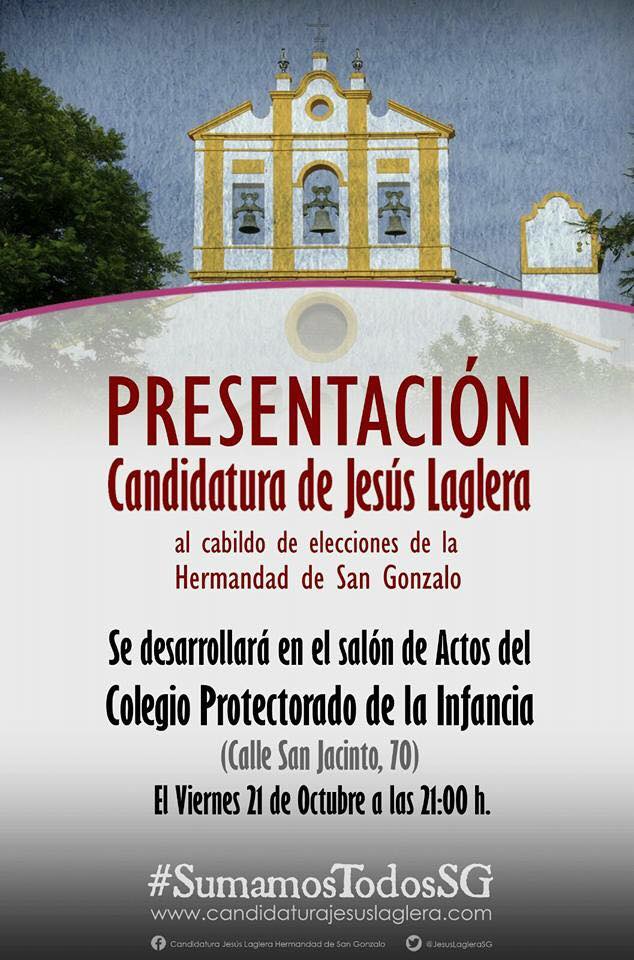 Herman@, este viernes a las 21h te espero en el Colegio Protectorado (c/San Jacinto). Con @JesúsLagleraSG en San Gonzalo #SumamosTodosSG