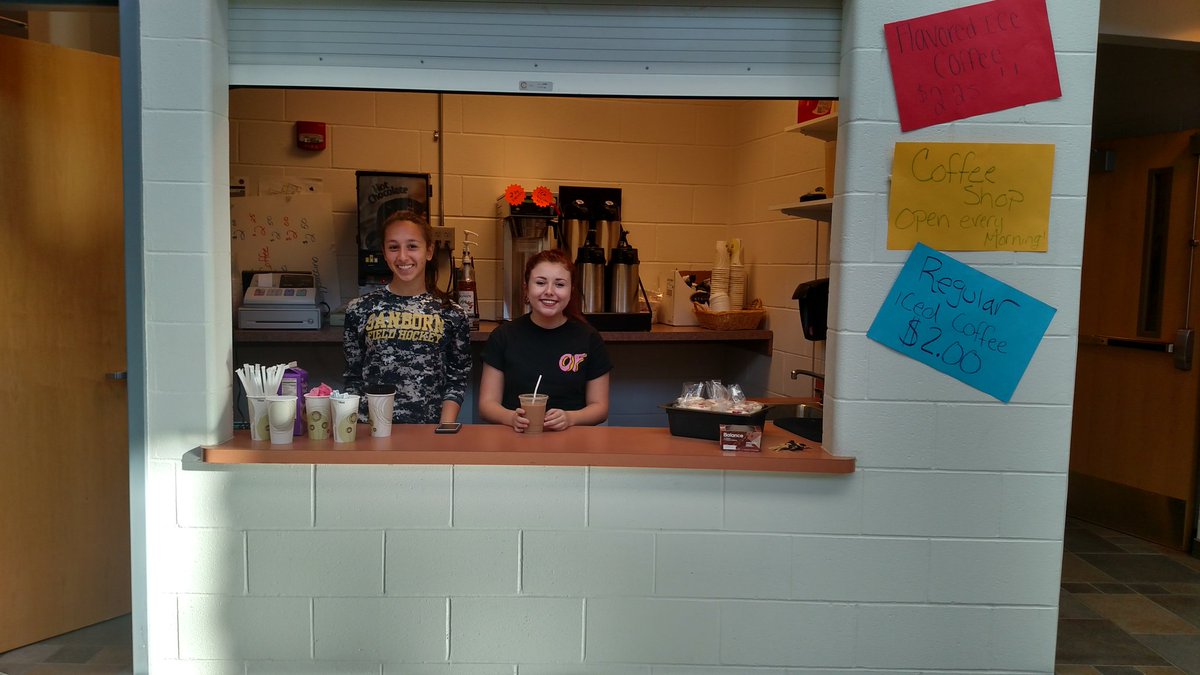 SRHS_S_Mart's tweet photo. Marketing students working in the coffee shop this morning!!!! @SanbornRegHS #personalizedlearning https://t.co/gJKhEFD8aC