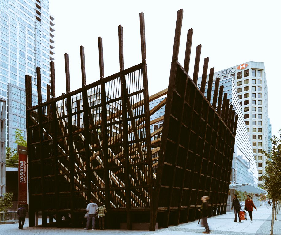 clintroenisch's tweet photo. @cardiffcontemp in 2011 the @VanArtGallery commissioned Plaza from #StudioMorison, a monumental, immersive leaning wonder of salvaged timber https://t.co/xnfcycdqiu
