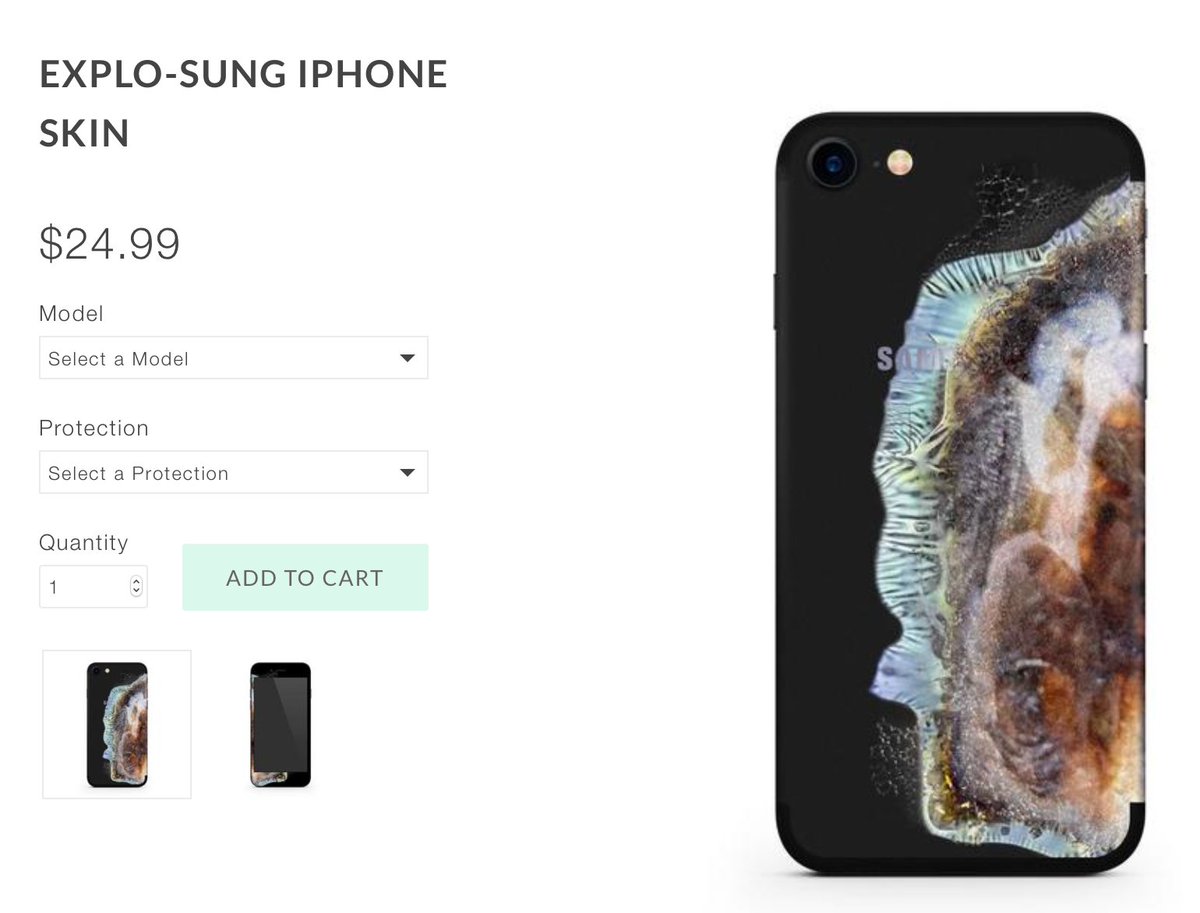 biggeekru's tweet image. Кажется, шумиха вокруг Galaxy Note 7 никогда уже не утихнет. Встречайте, наклейка на iPhone 7 в виде взорвавшегося Note 7!
