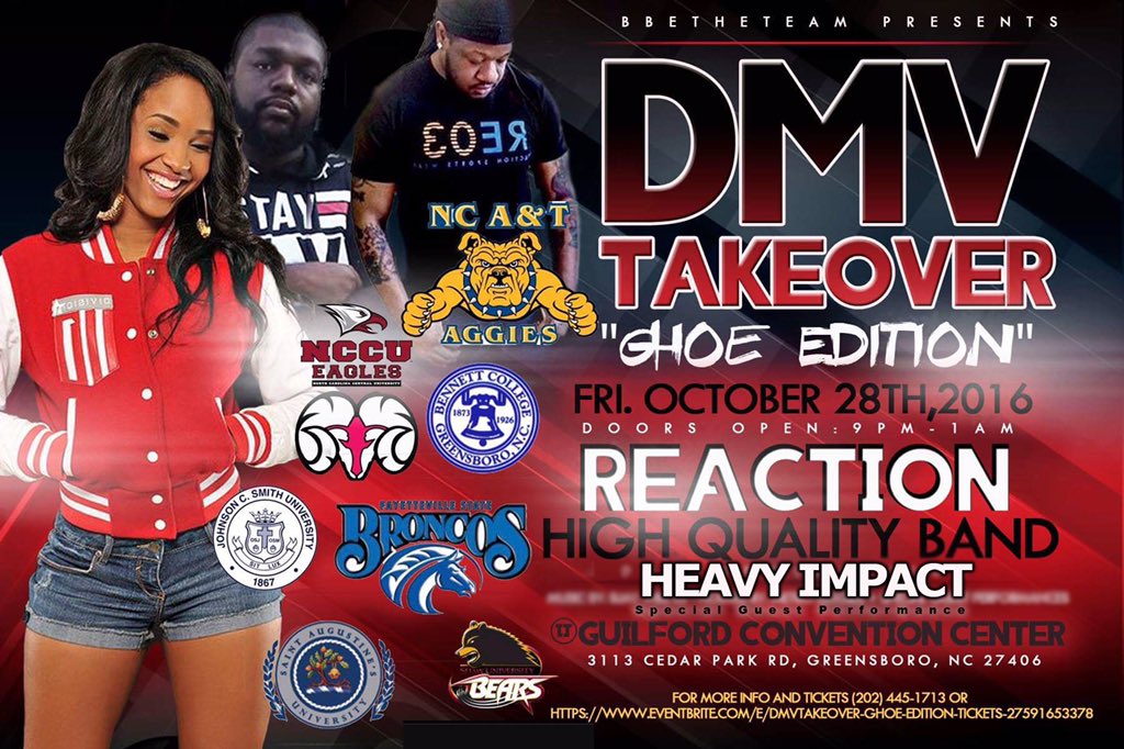 BasementBrothaz's tweet image. #Ghoe is Pulling up on us.😈
&amp;amp; and Reaction Band is about to hop at #DMVTakeover 

Hmp to get Tix ($15) before they go up. #NCAT #UNCG #WSSU