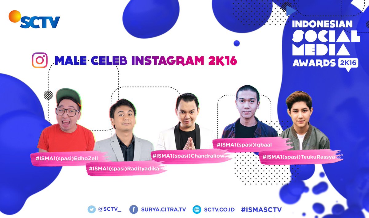 Kategori Male Celeb Instagram 2K16 @edhozell 
<a href="/radityadika/">raditya dika</a> 
<a href="/ChandraLiow/">Chandraliow</a> 
<a href="/iqbaale/">iqbaal ramadhan</a> 
<a href="/TRP_Rassya/">Teuku Rassya</a> #ISMASCTV