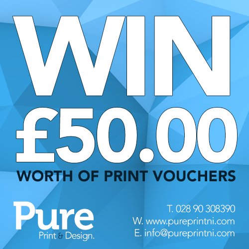 #Belfasthour We’re giving away £50.00 worth of print vouchers! Simply follow us &amp; retweet including #pureprint.
