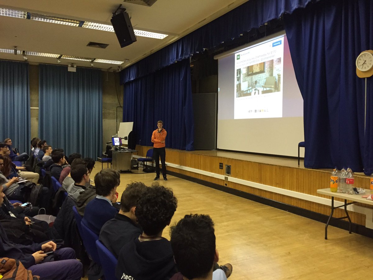 UCLTechSoc's tweet image. Wilhelm who interned through @HackCampus at OnefineStay talking about his experience!
