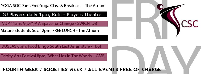 CSCtcdie's tweet image. Final #FourthWeek calendar, it's not too late to attended a FREE event or enter the comp to WIN a Trinity Ball tick ow.ly/xyxI305n9fa