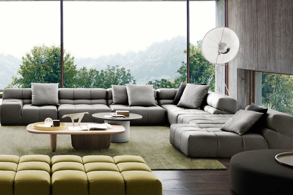 tuftytime's tweet photo. This incredible #livingroom , with a hint of grey in the wonderful gray &amp; lime green #sofa https://t.co/pHJjHAPsEt https://t.co/zCG7QL7ZK8
